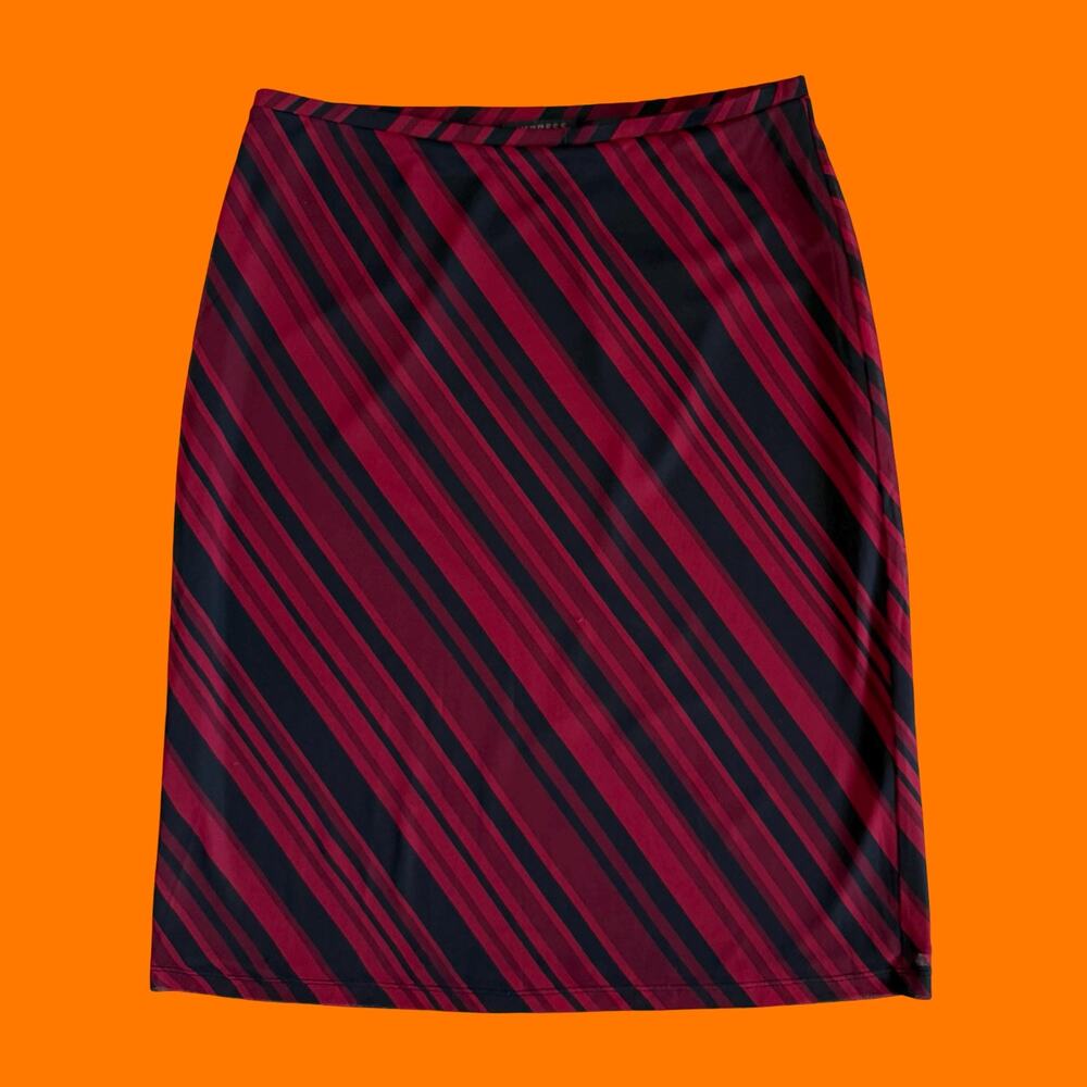 90's 00's vintage red and black striped mesh y2k skirt MEDIUM express